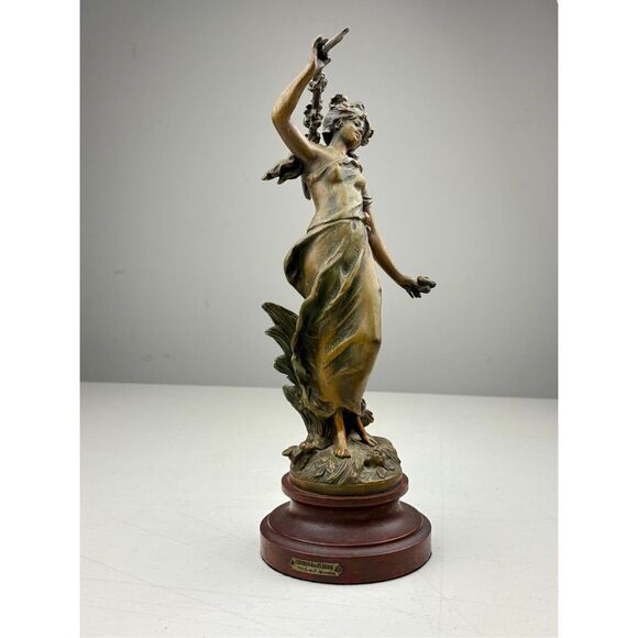 Antique L & F Moreau Chemin des Fleurs Spelter Bronze Woman Sculpture France - Picture 6 of 14